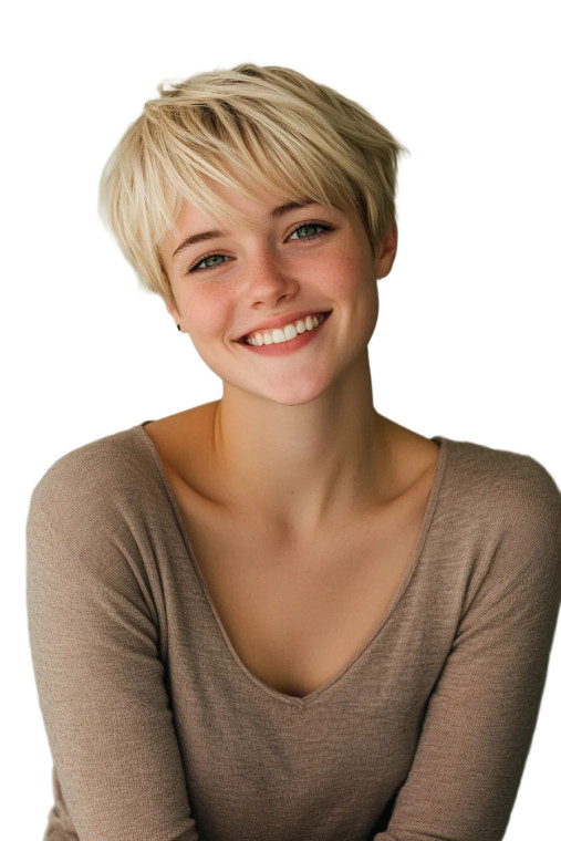 Blonde Pixie Smile Natural Vinyl Car Decal Sticker – Waterproof & UV-Resistant 4.0"