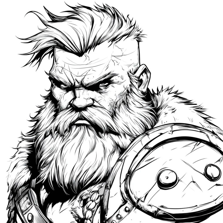 Brooding Barbarian Line Art Vinyl Car Decal Sticker – Waterproof & UV-Resistant 4.0"
