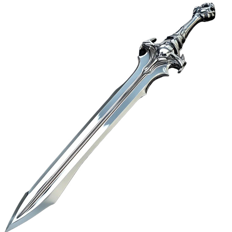 Chrome Sword Sorayama Style Vinyl Car Decal Sticker – Waterproof & UV-Resistant 4.0"