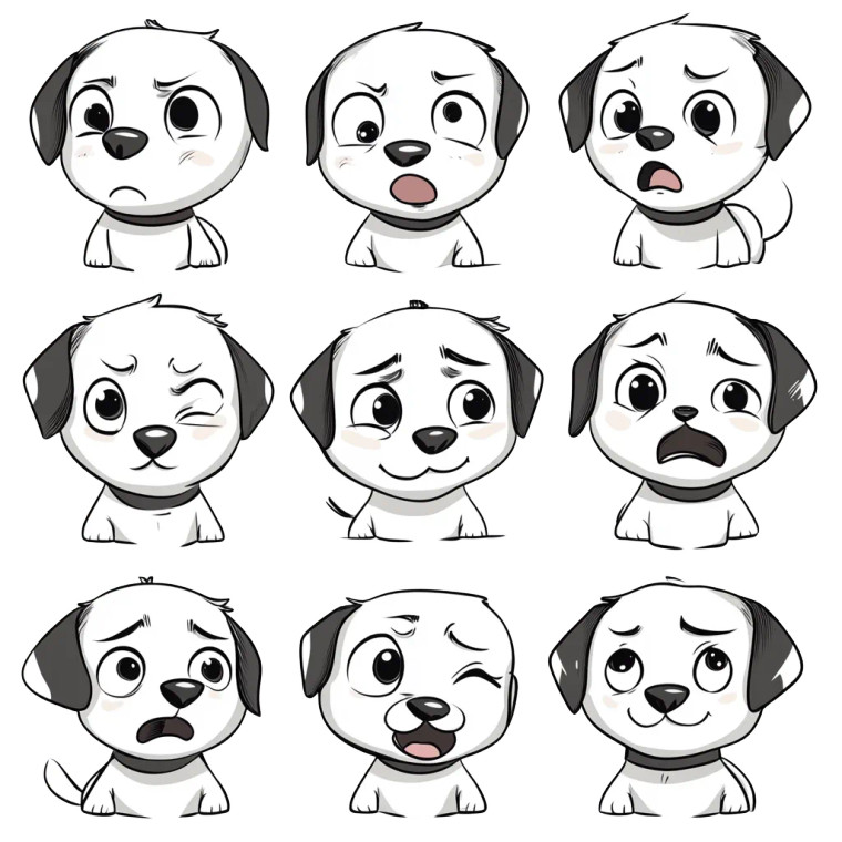 Cute Dog Expressions Line Drawing Vinyl Car Decal Sticker – Waterproof & UV-Resistant 4.0"