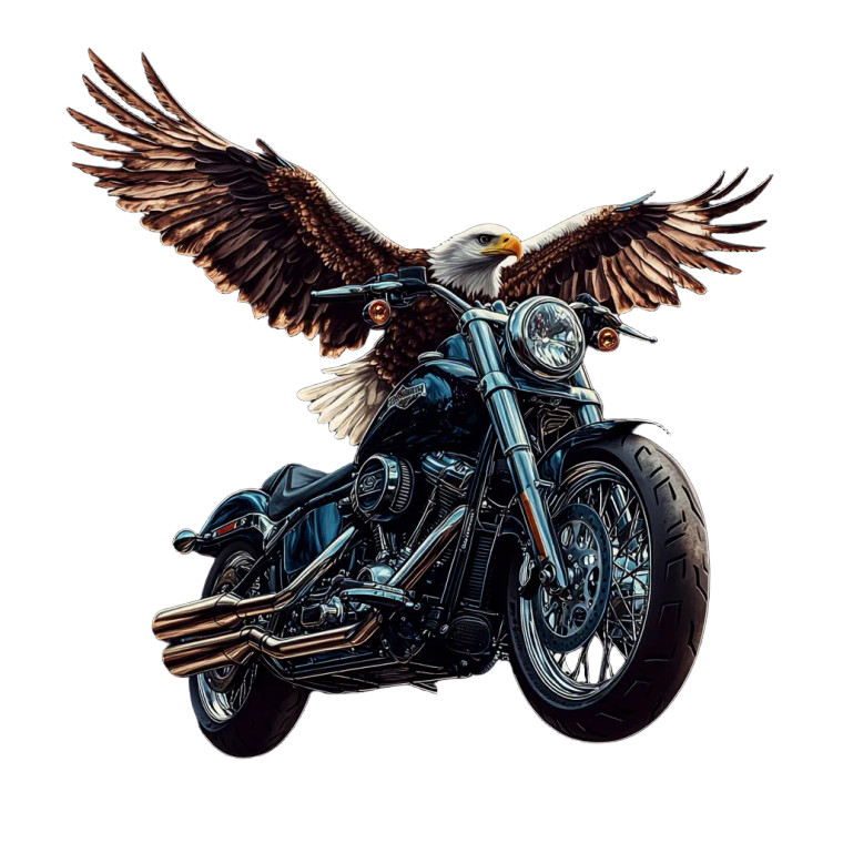 Eagle Harley Black Background Vinyl Car Decal Sticker – Waterproof & UV-Resistant 4.0"