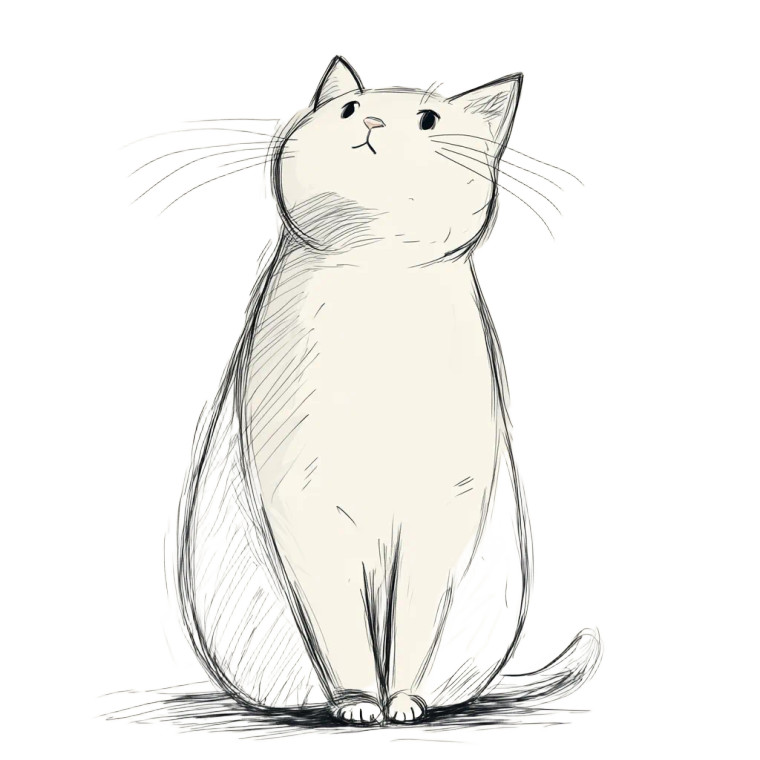 Hand Drawn Cat Animation Vinyl Car Decal Sticker – Waterproof & UV-Resistant 4.0"