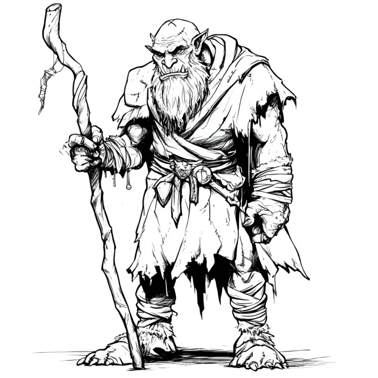 Orc Wizard Staff Cartoon Vinyl Car Decal Sticker – Waterproof & UV-Resistant 4.0"