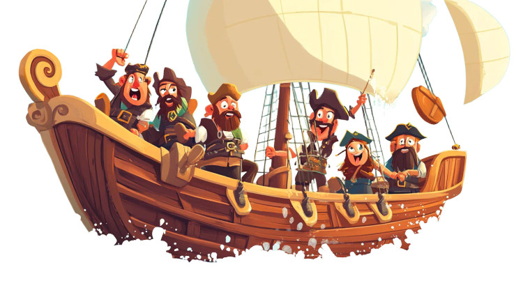 Pirates Scooping Water Vinyl Car Decal Sticker – Waterproof & UV-Resistant 7.14"