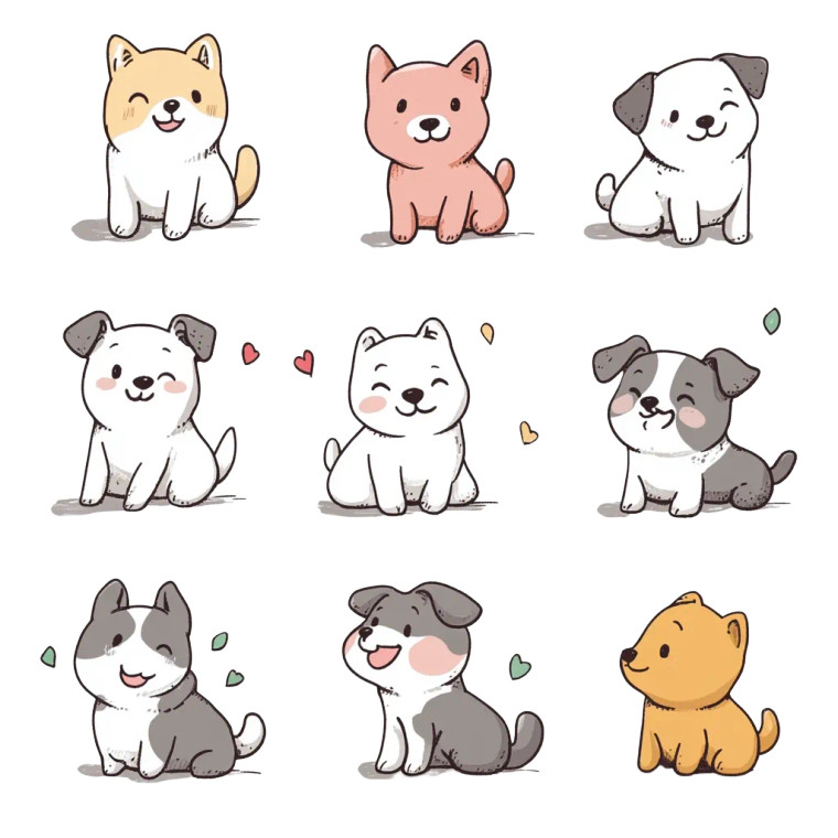 Playful Dogs Cartoon Minimalist Vinyl Car Decal Sticker – Waterproof & UV-Resistant 4.0"