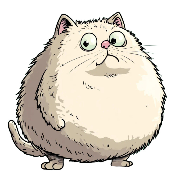 Round Cat Vector Illustration Vinyl Car Decal Sticker – Waterproof & UV-Resistant 4.0"