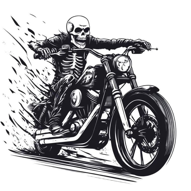 Skeleton Biker Harley Logo Vinyl Car Decal Sticker – Waterproof & UV-Resistant 4.0"