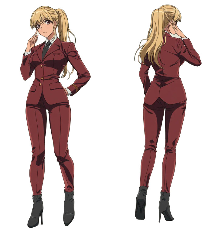 Anime Female Burgundy Suit Vinyl Car Decal Sticker – Waterproof & UV-Resistant 4.0"