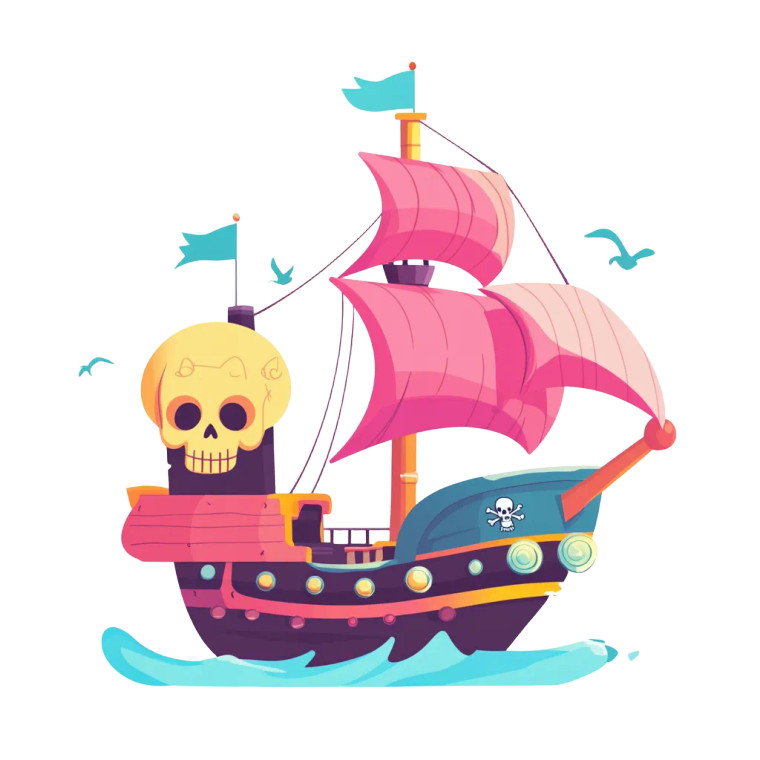 Cute Vibrant Pirate Ship Vinyl Car Decal Sticker – Waterproof & UV-Resistant 4.0"