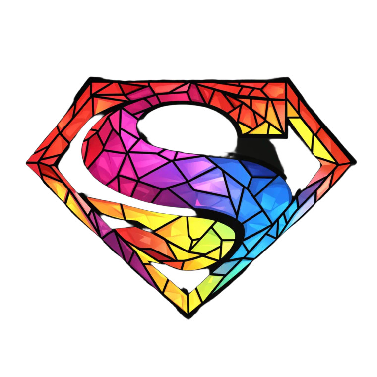 Esports Superman Logo Stained Glass Vinyl Car Decal Sticker – Waterproof & UV-Resistant 4.0"