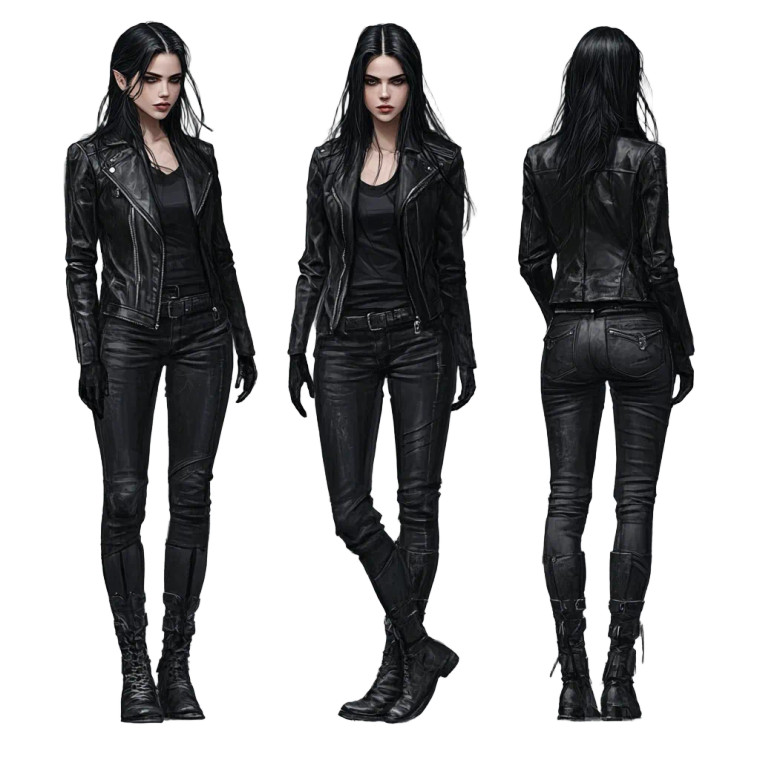 Female Vampire Leather Jacket Vinyl Car Decal Sticker – Waterproof & UV-Resistant 4.0"
