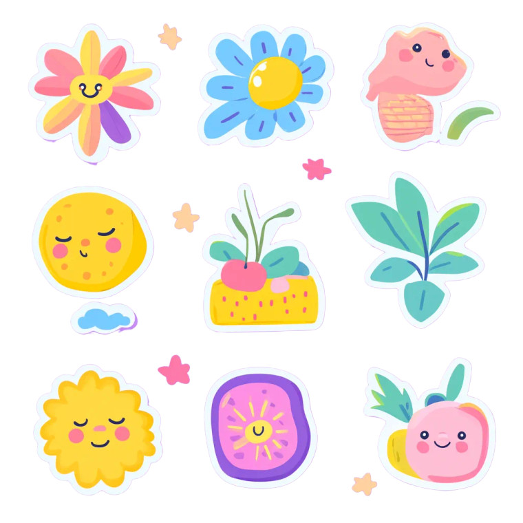 Flat Illustrations Sticker Pack Vinyl Car Decal Sticker – Waterproof & UV-Resistant 4.0"