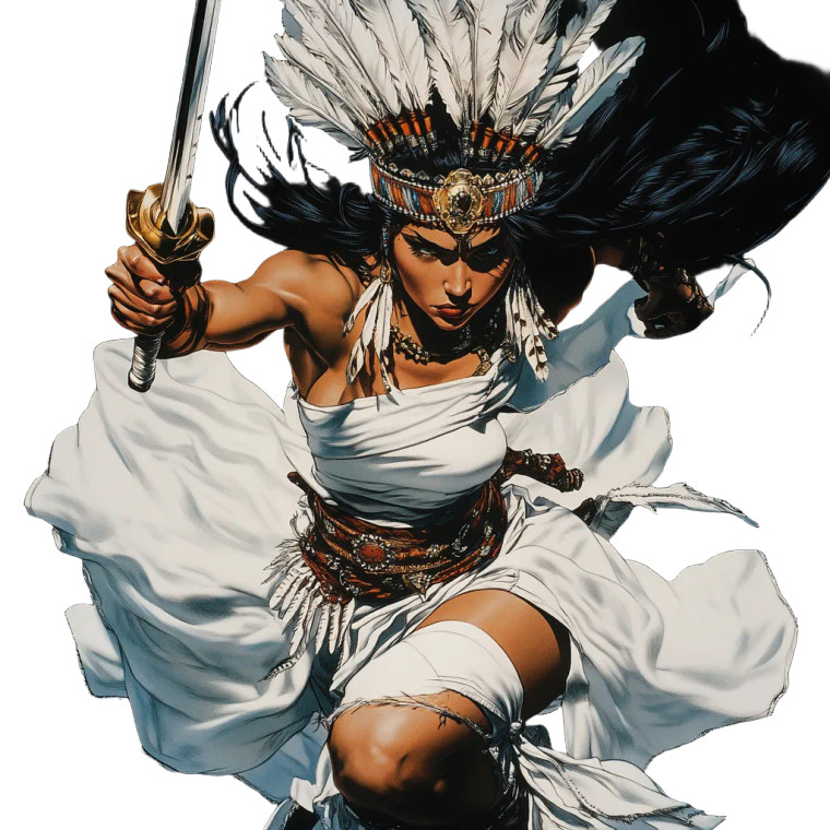 Goddess Sword Fighting Art Vinyl Car Decal Sticker – Waterproof & UV-Resistant 4.0"