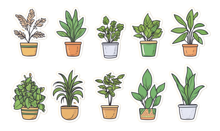 Line Vector Plants Sticker Vinyl Car Decal Sticker – Waterproof & UV-Resistant 6.72"