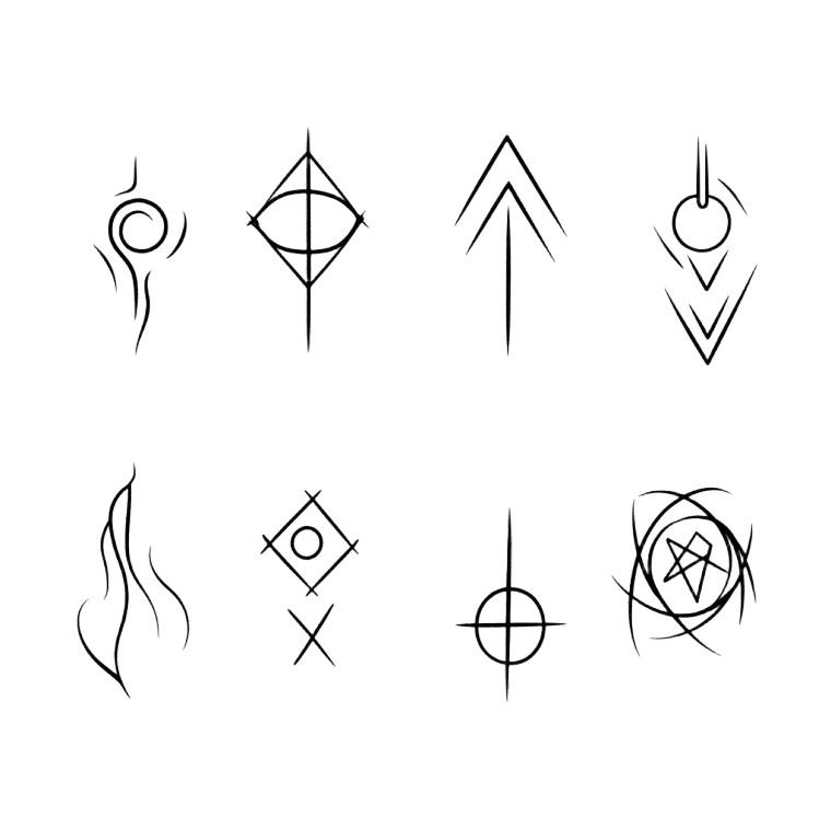 Minimalist Glyphs Grid Vinyl Car Decal Sticker – Waterproof & UV-Resistant 4.0"