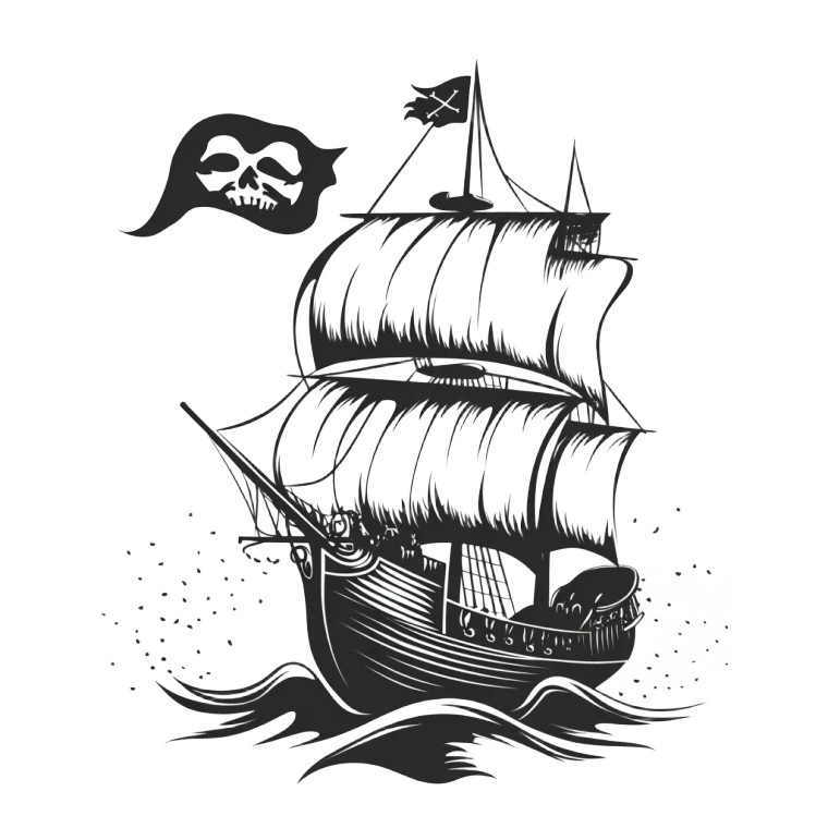 Pirate Ship Sailor Jerry Vinyl Car Decal Sticker – Waterproof & UV-Resistant 4.0"