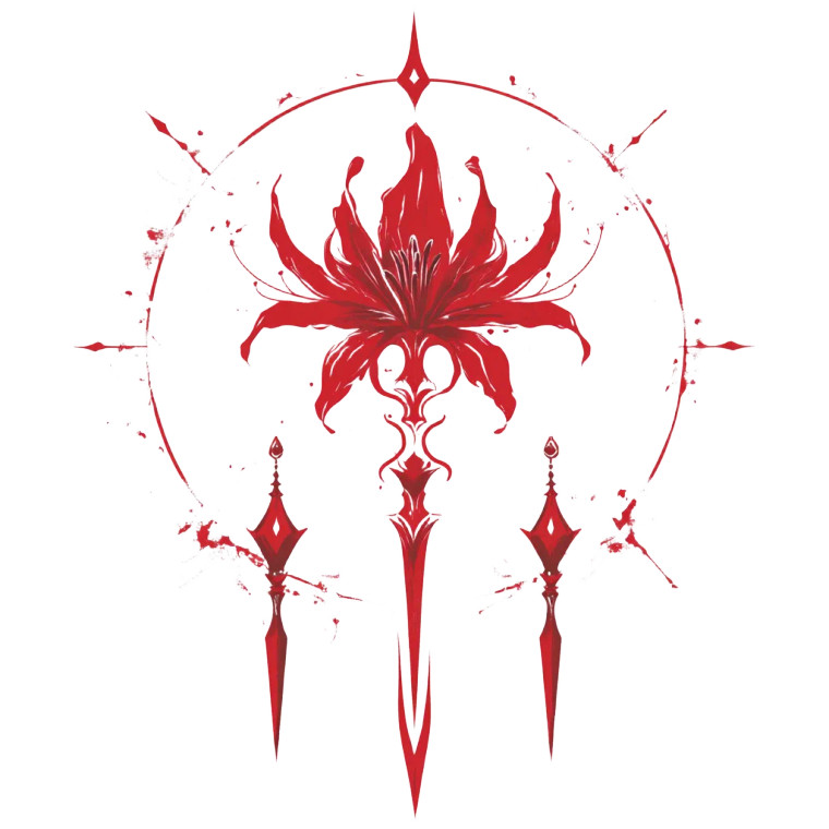 Tribal Red Spider Lily Daggers Vinyl Car Decal Sticker – Waterproof & UV-Resistant 4.0"