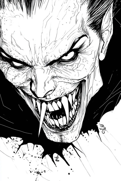 Vampire Coloring Page Vinyl Car Decal Sticker – Waterproof & UV-Resistant 4.0"