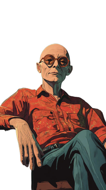 Bald Man Glasses Livingroom Vinyl Car Decal Sticker – Waterproof & UV-Resistant 4.0"