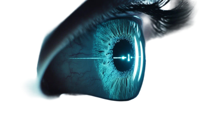 Biometric Eye Scan Blue Vinyl Car Decal Sticker – Waterproof & UV-Resistant 7.14"