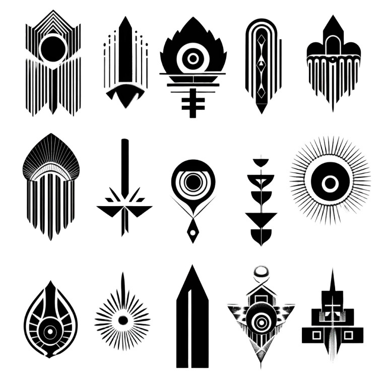 Bw Art Deco Icons Vinyl Car Decal Sticker – Waterproof & UV-Resistant 4.0"