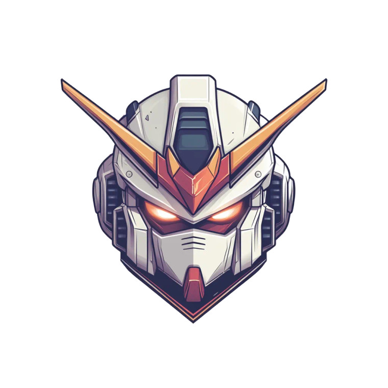 Chibi Gundam Head White Vinyl Car Decal Sticker – Waterproof & UV-Resistant 4.0"