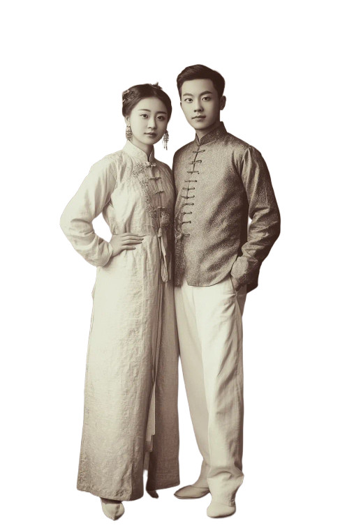 Chinese Couple Traditional Portrait Vinyl Car Decal Sticker – Waterproof & UV-Resistant 4.0"
