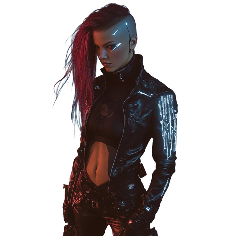 Cyberpunk Woman Nightcity Silverlines Vinyl Car Decal Sticker – Waterproof & UV-Resistant 4.0"