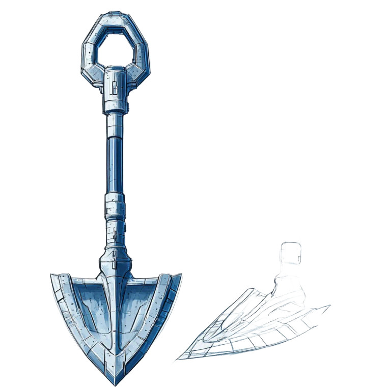 Futuristic Shovel Blueprint Vinyl Car Decal Sticker – Waterproof & UV-Resistant 4.0"