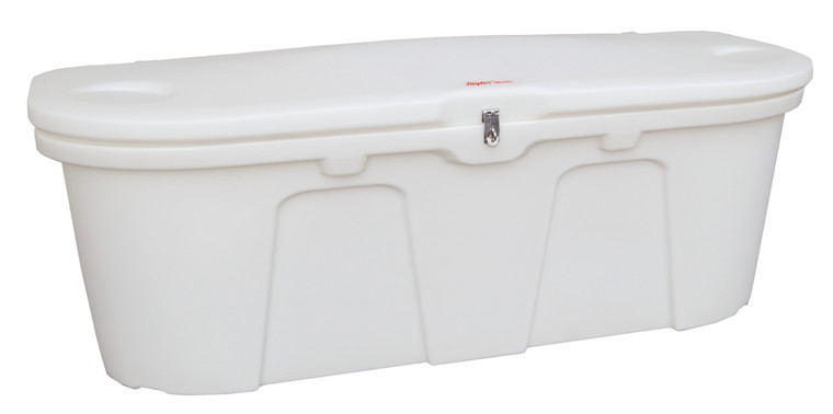 Taylor Made Dock Storage Box 123650 Stow N Go; Use To Store Life Jacket/Fishing Supplies/Cushion; Classic White; Polyethylene; Manual Closure; For Marine Applications