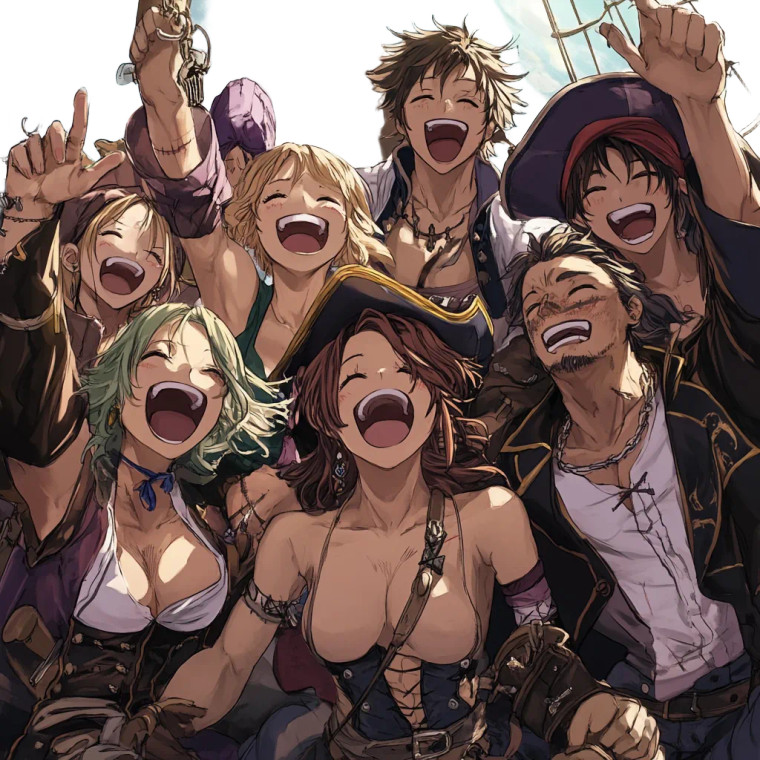 Pirate Group Cheering Vinyl Car Decal Sticker – Waterproof & UV-Resistant 4.0"