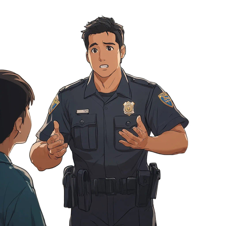 Police Officer Explaining Vinyl Car Decal Sticker – Waterproof & UV-Resistant 4.0"