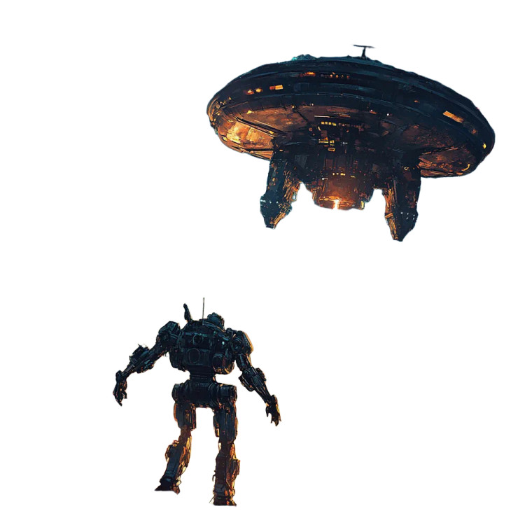 Robot Fires Missiles Spaceship Vinyl Car Decal Sticker – Waterproof & UV-Resistant 4.0"