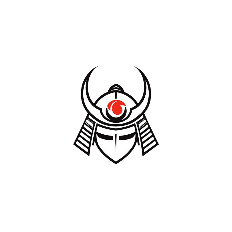 Samurai Helmet Red Moon Vector Vinyl Car Decal Sticker – Waterproof & UV-Resistant 4.0"