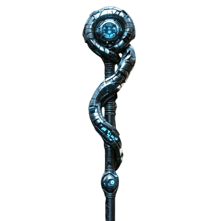 Silver Cyberpunk Snake Staff Vinyl Car Decal Sticker – Waterproof & UV-Resistant 4.0"