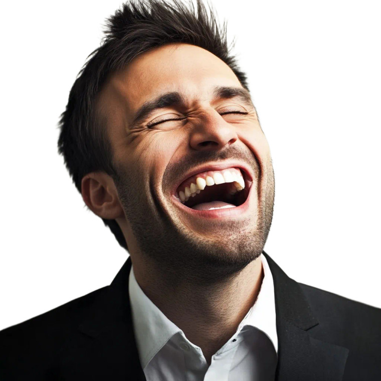 Stylish Man Laughing Vinyl Car Decal Sticker – Waterproof & UV-Resistant 4.0"