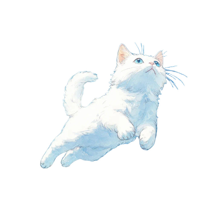 White Cat Flying Sky Vinyl Car Decal Sticker – Waterproof & UV-Resistant 4.0"