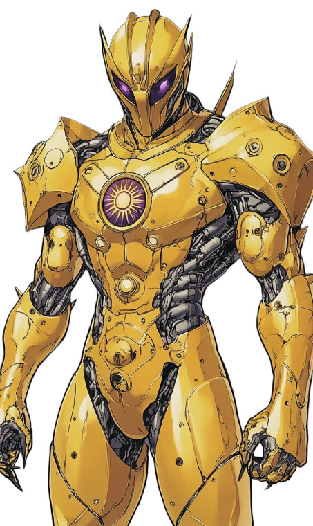 Yellow Armored Humanoid Sun Vinyl Car Decal Sticker – Waterproof & UV-Resistant 4.0"