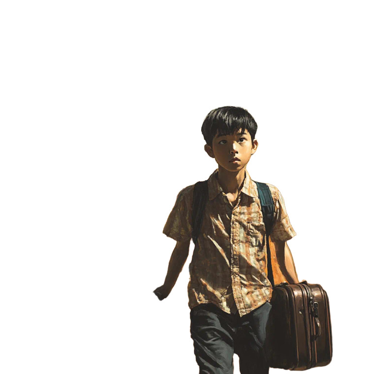 Asian Boy Leaving Doom Vinyl Car Decal Sticker – Waterproof & UV-Resistant 4.0"