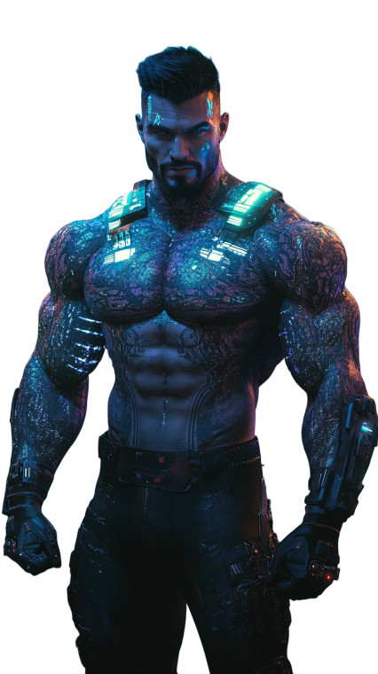 Cybernetic Warrior Blue Skin Vinyl Car Decal Sticker – Waterproof & UV-Resistant 4.0"