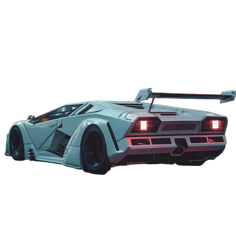 Cyberpunk White Lamborghini Vinyl Car Decal Sticker – Waterproof & UV-Resistant 4.0"