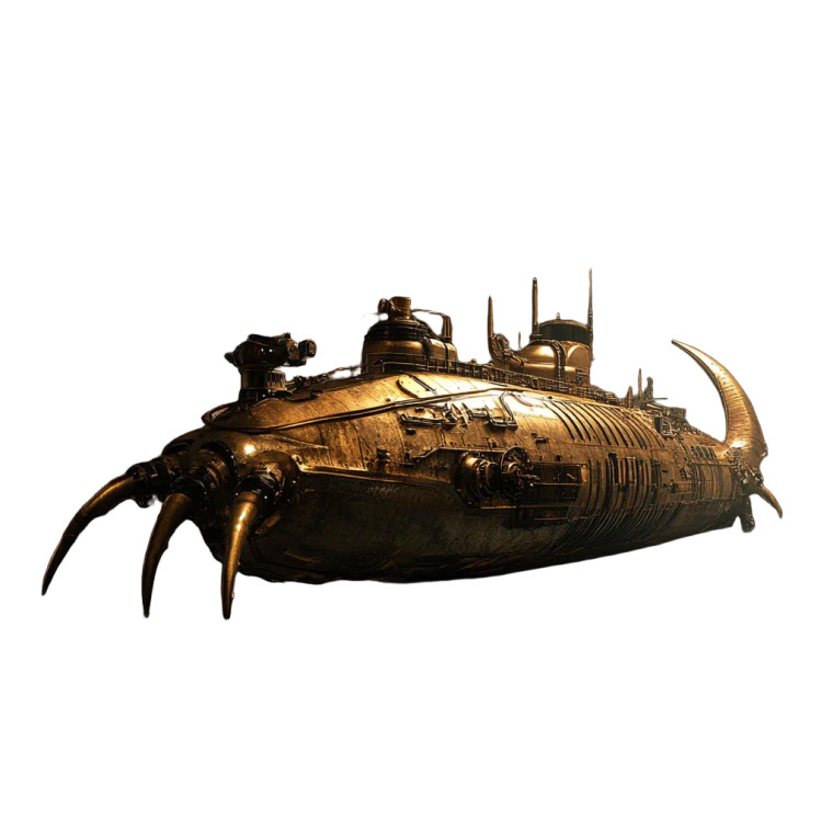 Steampunk Brass Submarine Vinyl Car Decal Sticker – Waterproof & UV-Resistant 4.0"