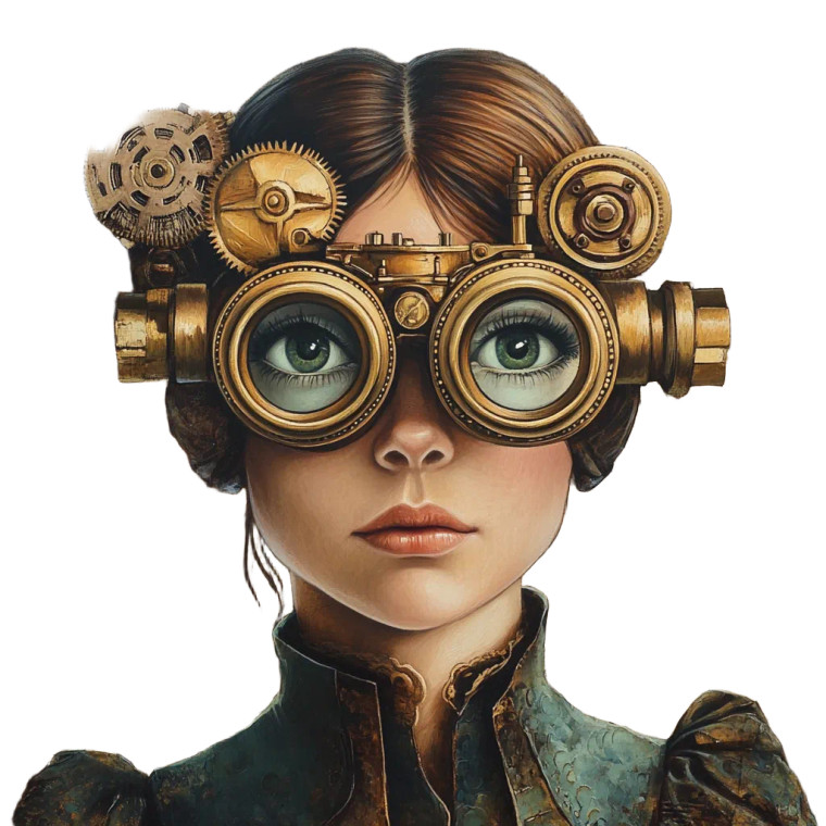 Steampunk Woman Brass Gears Vinyl Car Decal Sticker – Waterproof & UV-Resistant 4.0"