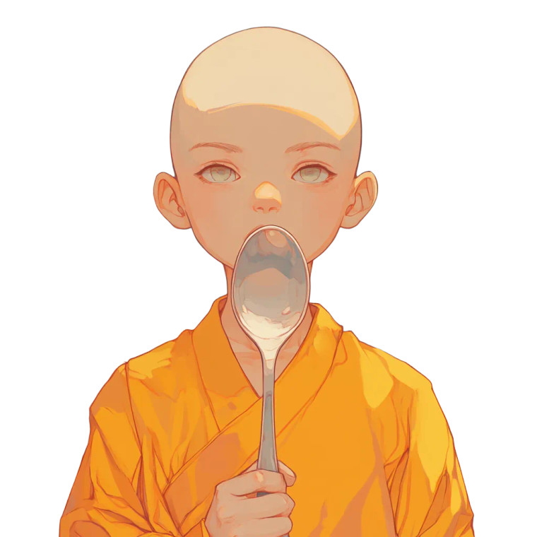 Bald Monk Bent Spoon Vinyl Car Decal Sticker – Waterproof & UV-Resistant 4.0"