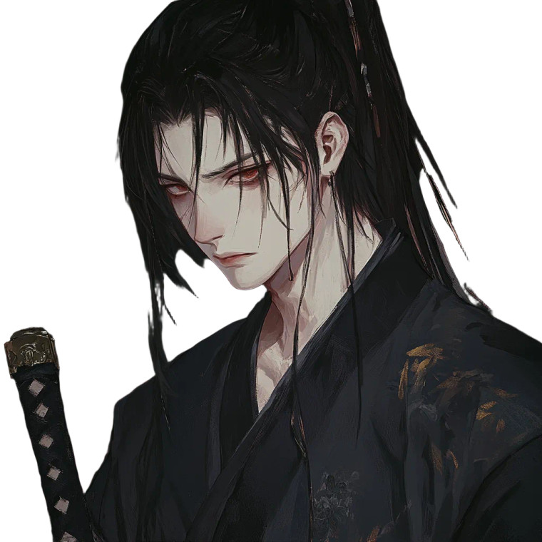 Black Hanfu Boy Portrait Vinyl Car Decal Sticker – Waterproof & UV-Resistant 4.0"