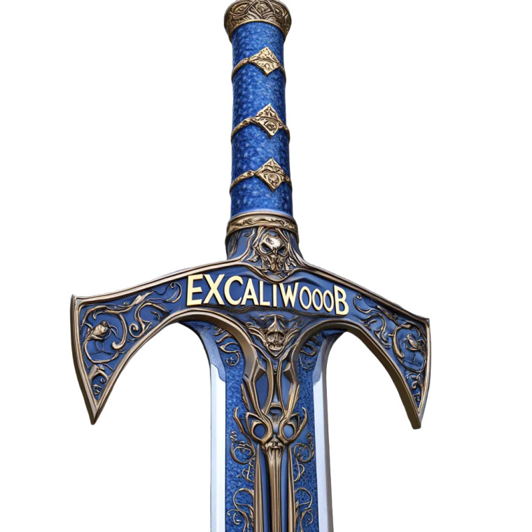 Blue Gold Excaliwoob Sword Vinyl Car Decal Sticker – Waterproof & UV-Resistant 4.0"