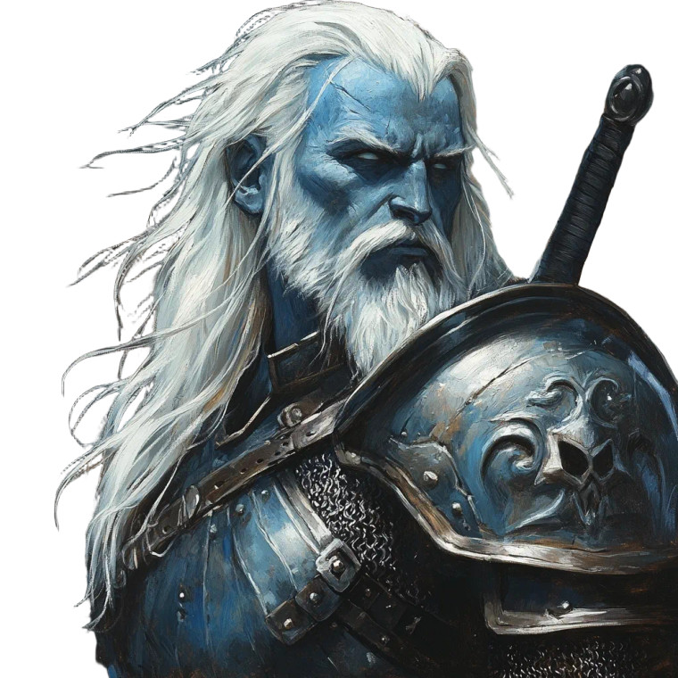 Blue Warrior Chainmail Fantasy Vinyl Car Decal Sticker – Waterproof & UV-Resistant 4.0"