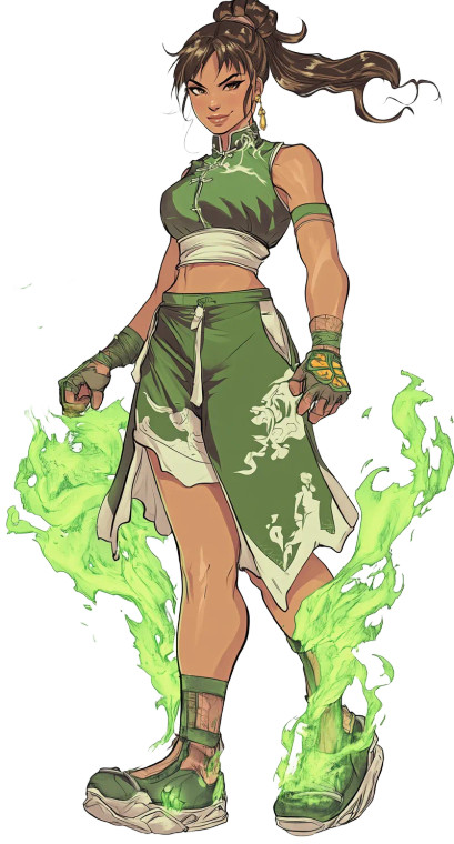 Chun Li Green Flame Overwatch Vinyl Car Decal Sticker – Waterproof & UV-Resistant 4.0"