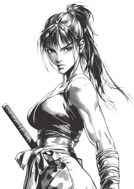 90S Seinen Female Warrior Vinyl Car Decal Sticker – Waterproof & UV-Resistant 4.0"