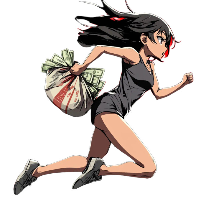 Anime Casino Girl Running Vinyl Car Decal Sticker – Waterproof & UV-Resistant 4.0"